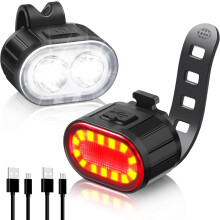 Front and Rear Bike Light, USB Rechargeable LED Bike Light with 6 Lighting Modes, Suitable for Mountain Bikes and Bicycles