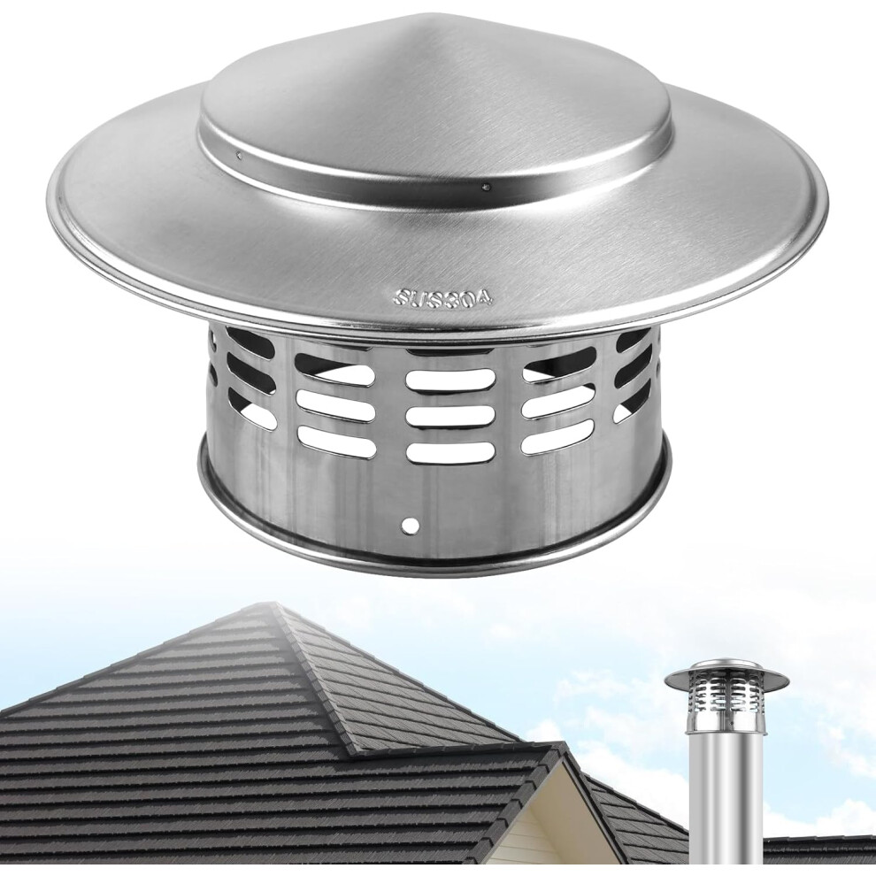 110Mm Chimney Cap, Stainless Steel Chimney Flue Cap, Bird Guard Cover, Windproof, Unobstructed For Chimney Or Outdoor Stove Flue 4027070126276