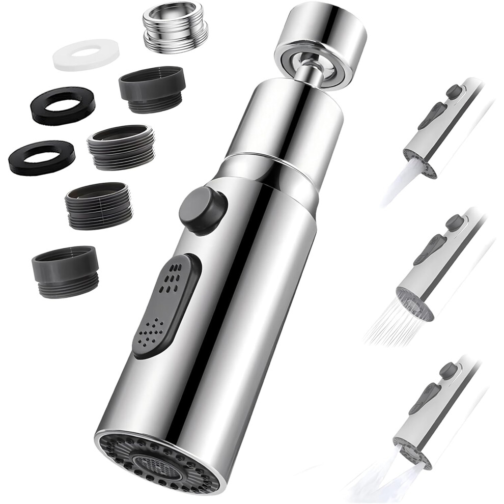 Faucet Aerator, 360 Swivel Kitchen Faucet Nozzle With 3 Spray Modes, Water Saving Faucet Aerator, Water Saving Adapter For Bathroom Sink Faucet, Blac 4027070125392