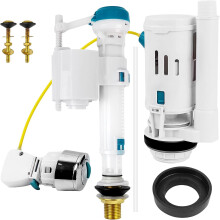 4-piece toilet flushing system replacement kit, 1 drain valve - 1 water inlet valve - 2 copper screws, adjustable height cistern flush replacement