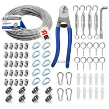 74-piece steel cable kit, 3mm thick stainless steel cable, 35m, tensioner, cable tensioner, 304 stainless steel kit, supports for climbing plants