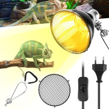 Heat Lamp, E27 UVA/UVB Dome Reptile Lamp, 360 Adjustable Heat Lamp Holder for Reptiles, Heat Lamp Holder without Bulb for Snakes, Chameleons