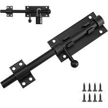 Zwart roestvrijstalen deurslot - Buitenpoortslot - Deurgrendel - Lengte (200 mm, 8 inch) - Grendel - Binnendeurslot - Deurgrendel - Geschikt voor