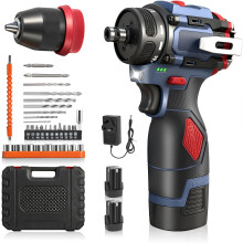 16.8V Brushless Drill Battery, 3-in-1 Cordless Drill, 21-in-1 Torque Electric Screwdriver, Hammer Drill, 45N.m Max Torque, 2 Speeds, LED Drill, DIY Po