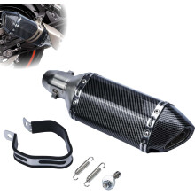 Motorcycle slip-on exhaust muffler, 38-51mm/1.5-2in stainless steel inlet universal motorcycle exhaust muffler carbon fiber exhaust pipe