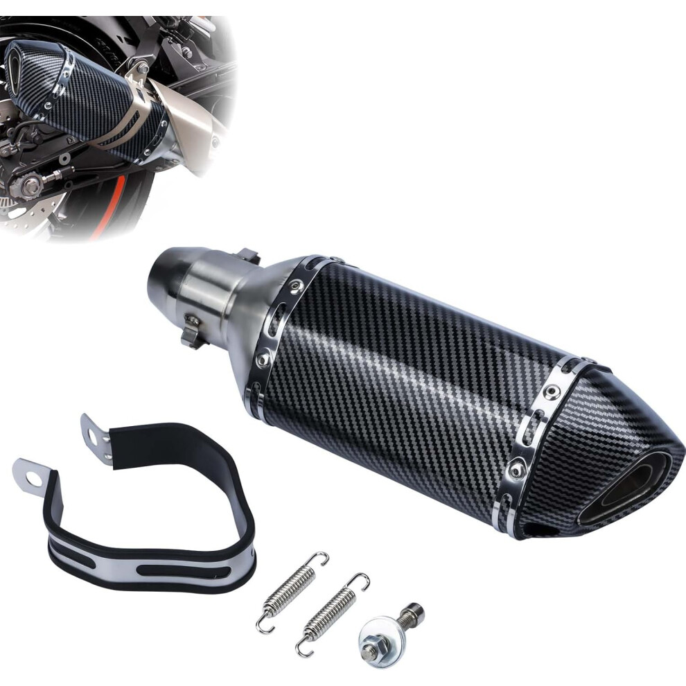 Motorcycle Slip-On Exhaust Muffler, 38-51Mm/1.5-2In Stainless Steel Inlet Universal Motorcycle Exhaust Muffler Carbon Fiber Exhaust Pipe 4027070131836