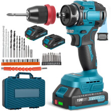 21V Brushless Cordless Drill Set, 3-in-1 Electric Screwdriver Cordless Drill Hammer with 2 x 2000mAh Batteries, 24-in-1 Torque Electric Drills, 2-Spee