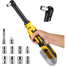 Accu-ratelsleutelset, 80 Nm 3/8" elektrische ratelschroevendraaier, compatibel met Dewalt 20V, met 8 doppen, 1/4" adapter, 16 cm elektrische slag