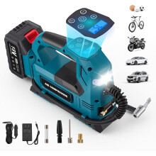Draadloze draagbare luchtcompressor van 150 PSI, mini digitale luchtcompressor met LED-werklamp en automatische uitschakeling, bandenpomp voor au