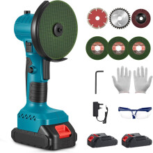 Meuleuse d'angle sans fil 21 V avec angle de tête réglable à 180, mini meuleuse d'angle puissante de 19 500 tr/min avec 2 batteries de 2,0 Ah, 6