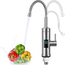 Direct opwarmende waterkraan, 3000W roestvrijstalen elektrische boiler, 360 LED-temperatuurweergave, boiler voor keuken en badkamer, tuin, carav