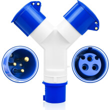Adaptateur secteur 16 A à 2 voies pour caravanes, camping-cars et tentes, 220 V, 3 broches, étanche IP44, avec prise murale et convertisseur.