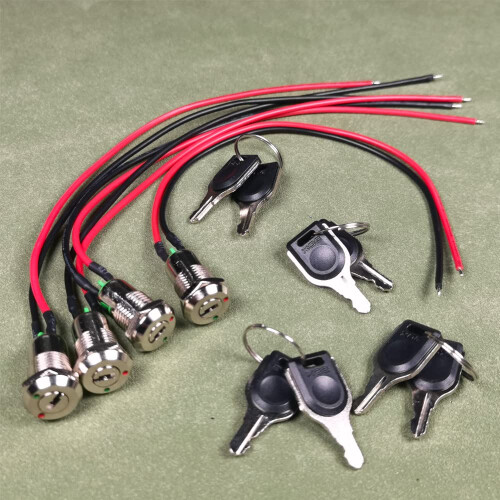 12mm Metal Key Lock Switch On/Off Pre-wired Key Switch Maintained Lock Key Switch (Pack of 4) 2