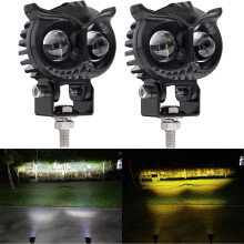 LED-mistlampen voor motorfietsen, tweekleurig amber/wit, 2 stuks, 2,6 inch, geschikt voor motorfietsen, vrachtwagens, auto's, ATV's, SUV's en boten.