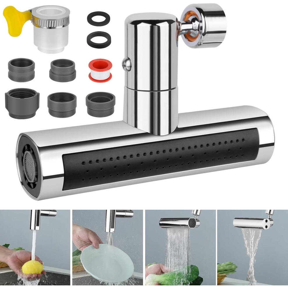 Swivel Tap Aerator, Tap Extension, Tap Aerators, Multifunctional, 4-In-1, 360 Swivel, Anti-Splash, Water-Saving, Replacement Kitchen Tap With 4027070125354