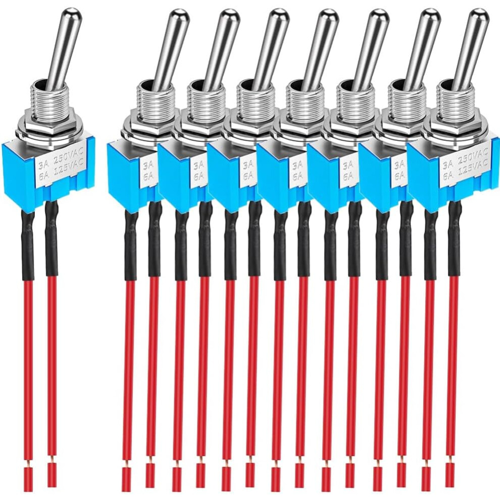 8Pcs Spst Prewired Mini Switch, 2 Ports 2 Positions, Miniature On/Off Switch, 6A/125Vac, 3A/250Vac, For Diy Car Dashboard Electronic Devices 4027070133717