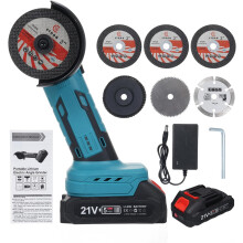 Mini angle grinder, 76mm brushless angle grinder kit, 19000rpm, 2 x 2000mAh battery with 7 grinding wheels for interior decoration, wall panel slottin