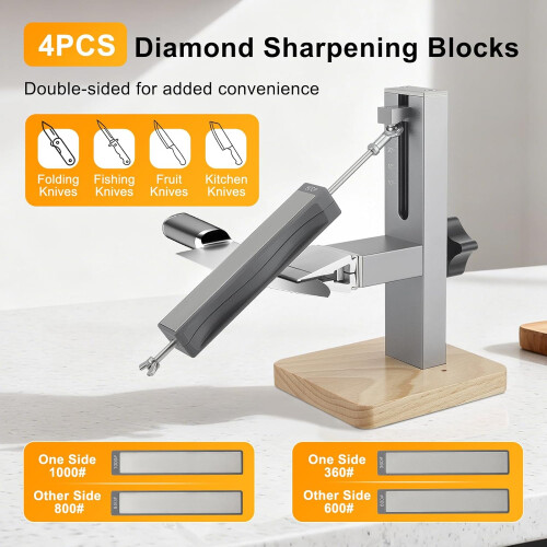 Adjust Profi Precision Sharpener with Fixed Angle 10-30 - Manual Diamond Sharpener - Complete System with 4 Sharpening Stones 2