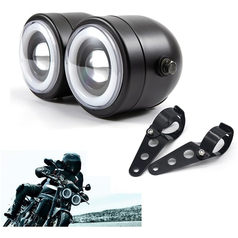 Motorcycle Led Dual Headlight Assembly With Mounting Brackets, Led Headlight With High/Low Beam Drl 4027070134400
