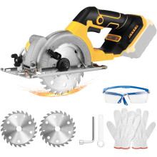 20V cordless circular saw, 150mm mini brushless circular saw with 2 saw blades, adjustable angle and depth, maximum cutting depth 51mm (90), 35mm (45