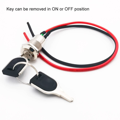 12mm Metal Key Lock Switch On/Off Pre-wired Key Switch Maintained Lock Key Switch (Pack of 4) 1