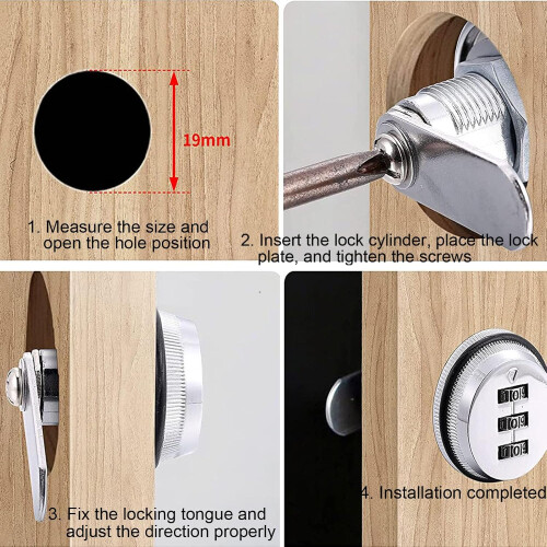 2 Pieces Security Drawer Mailbox, Cam Cabinet Code Lock, Keyless Cam Lock, Combination Lock, for Cabinet Drawer Mailbox 2