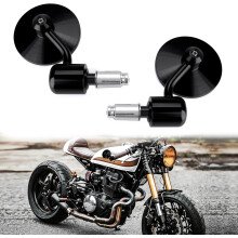 7/8" 22mm Motorcycle Handlebar End Mirror 3 Inch Round Rear View Side Mirror for Scooter Chopper Cruiser (Black)