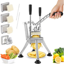 Professionele verticale frietsnijder met roestvrijstalen hoekbladen van 6 mm, 9 mm en 13 mm, multifunctionele handmatige aardappelsnijder voor fr