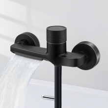 Douchekraan met veiligheidsknop, badkraan met waterval-effect, 2 uitgangen, thermostaat, douchekraan met thermostaat, messing douchethermostaat,