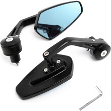 Motorfietsspiegels, zwarte CNC aluminium zijspiegels voor aan het uiteinde van het stuur, universele 7/8" 22mm stuurspiegel, HD anti-verblindings