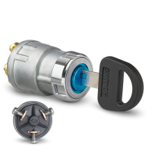 Universal 3-wire ignition key switch for cars, buggies, lawnmowers and go-karts, off / on / (start)