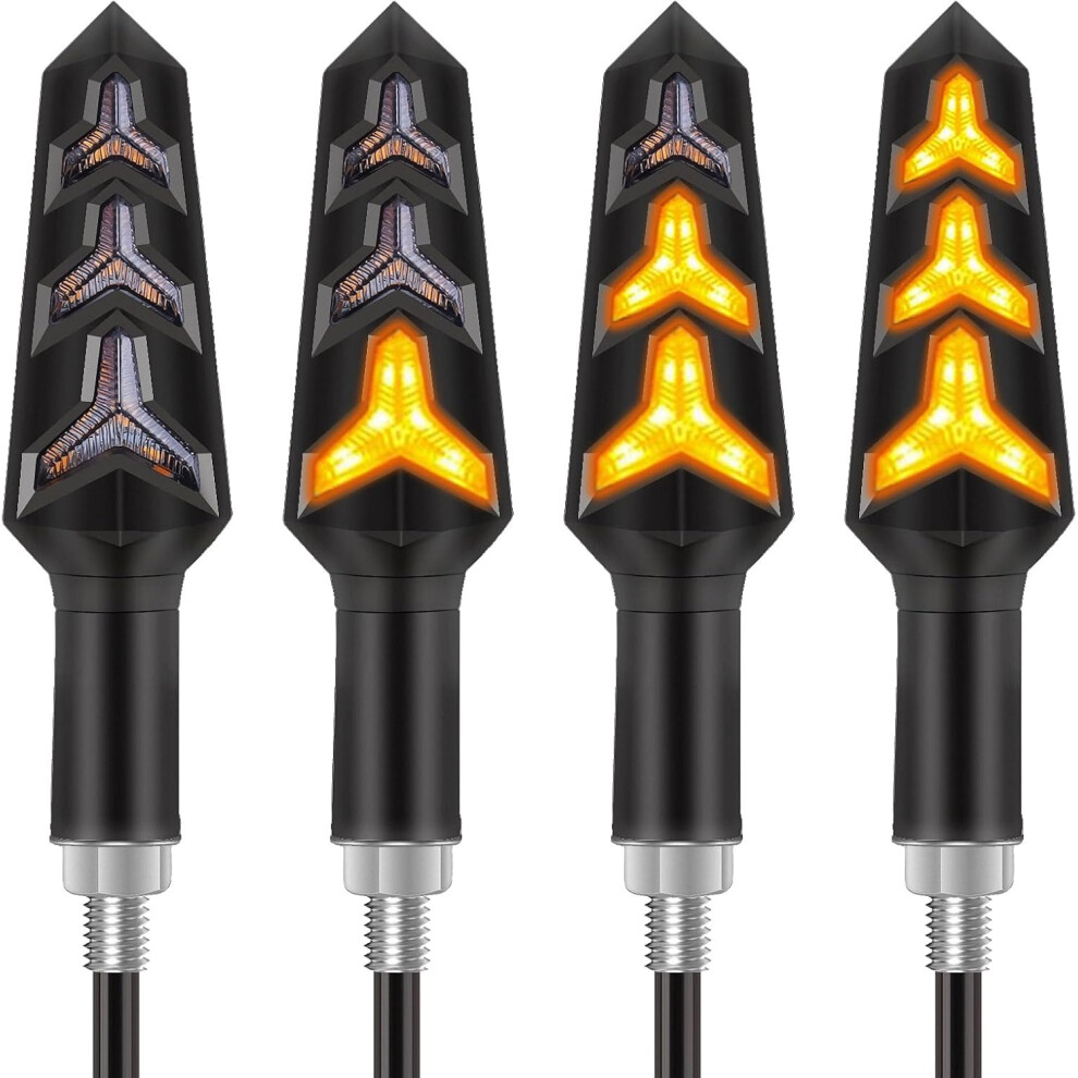 4Pcs Motorcycle Turn Signal Indicators, 12V 12 Led Bulbs For Motorcycle, Scooter, Quad, Cruiser, Off-Road - Y Shape 4027070135278