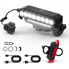 Fietsverlichtingsset, voor en achter, 6 en 3 standen, USB oplaadbaar, 1000 lumen, superheldere koplamp en achterlicht, IP65 waterdicht, veilighei