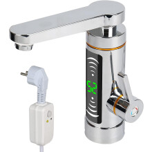Elektrischer Wasserhahn mit Durchlauferhitzer, Bötstil-Stil, 360 drehbar, mit LED-Temperaturanzeige, für Küche und Bad