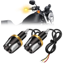 Motorfiets richtingaanwijzer, stuureindverlichting, geel-witte LED-indicator remlicht, 16 mm tot 18 mm diameter, 1 paar, geel en wit