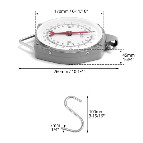 Hanging scale, suitcase scale with hook, grey, 200 kg 1