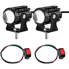 2 stuks LED-mistlampen voor motorfietsen, superheldere witte/amberkleurige LED-hulplampen voor de motor, waterdichte LED-projector voor auto's, v