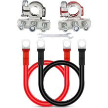 Kfz-Batterieklemmen – 2 Stück 12V 3-polige Kfz-Batteriekabelklemmen, 5 AWG Kfz-Kabelsatz mit Klemmen