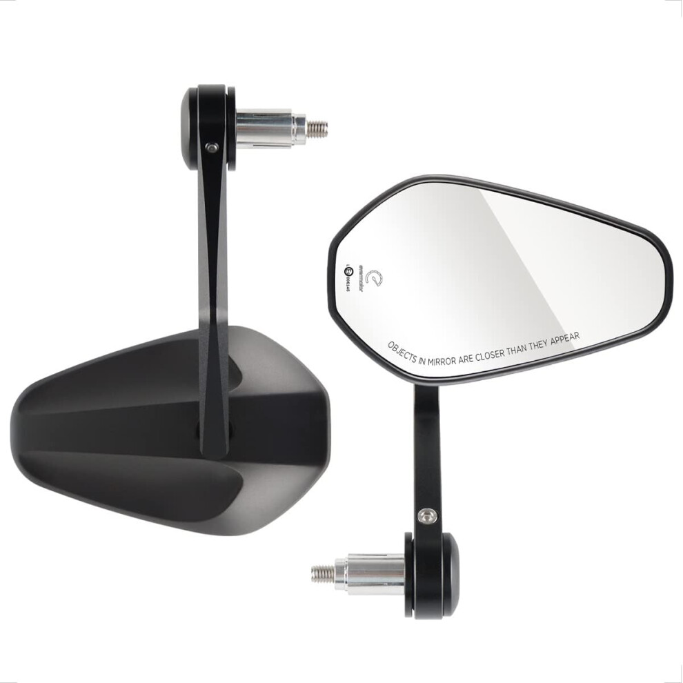 Motorcycle Mirrors, Motorcycle Bar End Rearview Mirrors, 360 Rotating Motorcycle Mirrors, Aluminum Handlebar End Mirror, 2 Packs Black 4027070135025