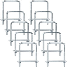 Lot de 10 boulons en U M6 50 x 80 mm en acier inoxydable avec écrous et plaque de fixation pour la fixation de tuyaux, véhicules, bateaux et cana