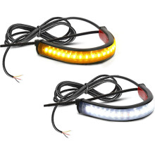 2er-Set flexible, zweifarbige LED-Blinker (weiß & gelb) für Moto-Lenker, wasserdicht, verstellbar, universell passend für Motorräder (39–70 mm).