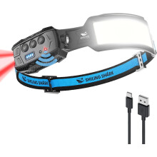 Oplaadbare hoofdlamp, LED-hoofdlamp met 7 superheldere witte lampjes en rode achtergrondverlichting voor kamperen, fietsen en reparaties, USB-opl