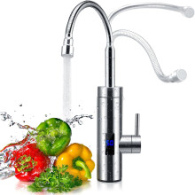 Doorstroomverwarmer met kraan, 360 draaibaar, 3000W doorstroomverwarmer, roestvrijstalen kraan met LCD-temperatuurweergave voor keuken, tuin en