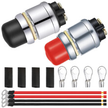 Waterdichte drukknopschakelaar (12V 50A) voor het starten van 12V auto-, ATV- en grasmaaiermotoren, inclusief 12AWG 10 cm O-ring aansluitkabel.
