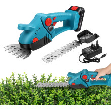 21V Cordless Grass and Hedge Trimmer, 2-in-1 Portable Electric Shrub Trimmer with Rechargeable Battery and Fast Charger, Garden Trimmer for Hedges, Gr