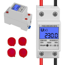 Eenfasige elektriciteitsmeter, digitale energiemeter met lcd-display, 5(80) A 230V 50Hz digitale energiemeter, 1-fase 2-polig 2P DIN-rail elektri