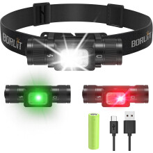 Lampe frontale rechargeable (COB rouge et verte) 7 modes. Lampe frontale ultra-lumineuse, éclairage frontal à 180, étanche IP67, idéale pour adu