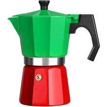 TOP Traditionelle italienische dreifarbige Mokka-Kaffeemaschine 300 ml 6 Tassen Filterkaffeemaschine mit hohem Deckel 300 ml 6 Tassen