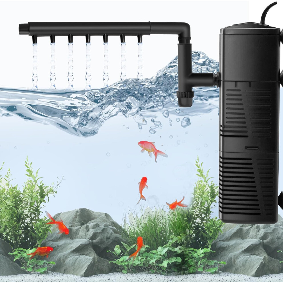 Fish Tank Filter, Internal Aquarium Filter With 800L/H Flow Rate, 10W Submersible Silent Water Pump With Adjustable Flow And Spray Bar Direction 4027070132710