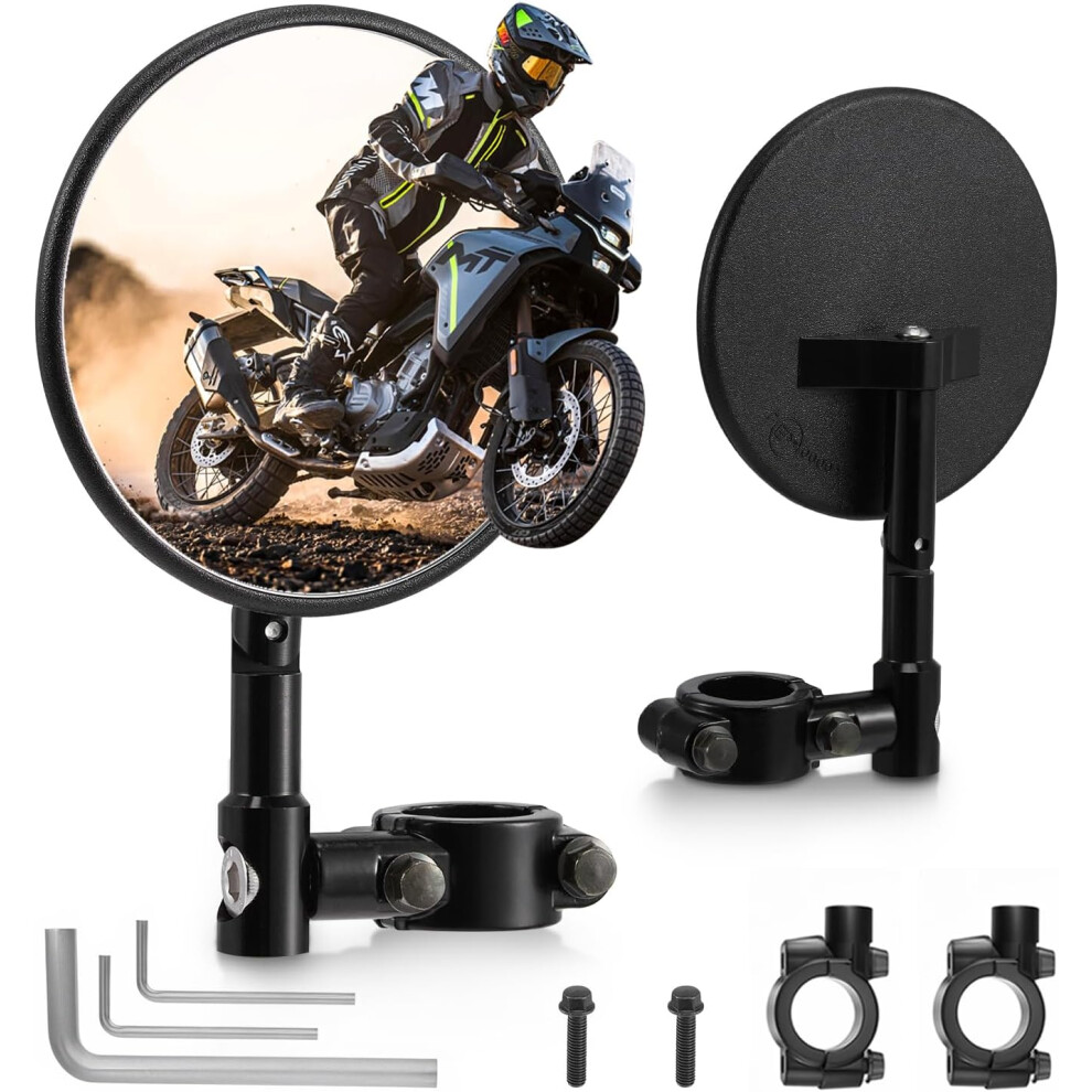 Motorcycle Mirror Set, 7/8 Inch 22Mm Handlebar Clamps, Universal Motorcycle Mirrors With Extra M10 M8 Folding Motorcycle Rearview Mirror For Street Sp 4027070134936